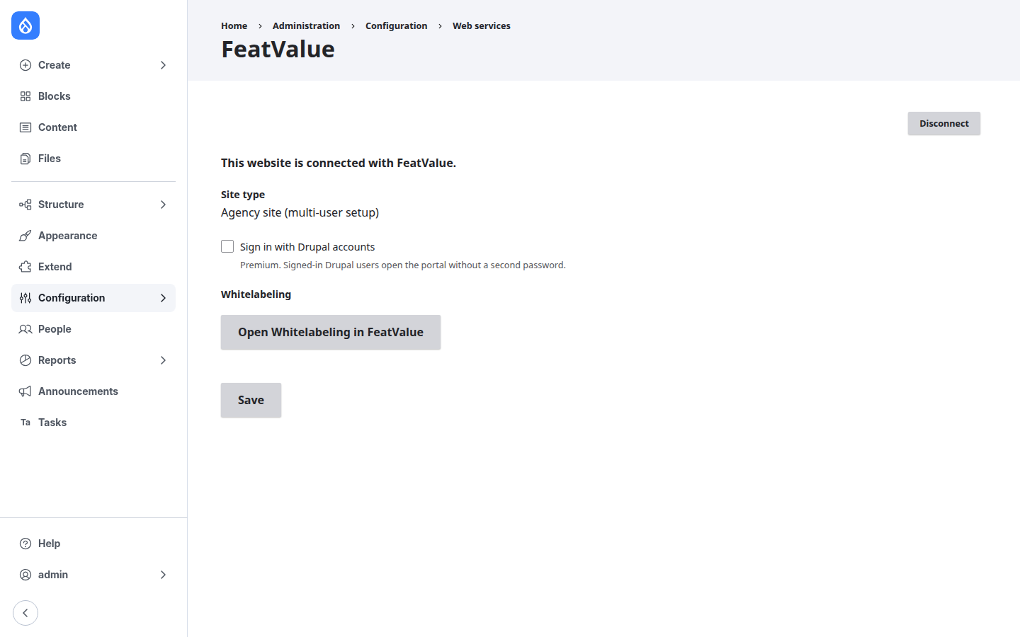Drupal menu in FeatValue