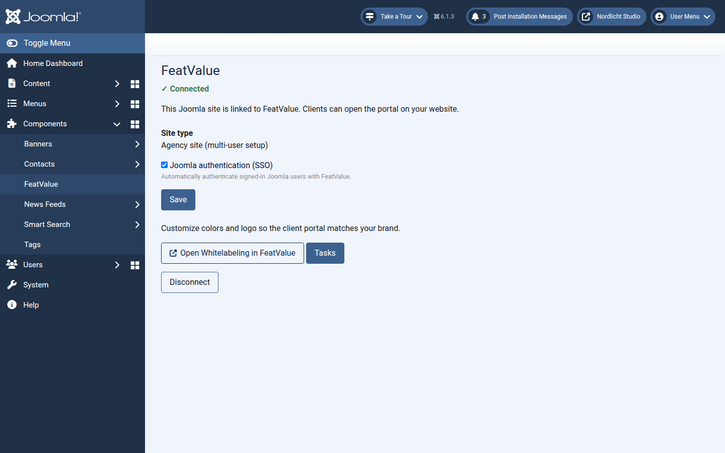 FeatValue में Joomla मेनू