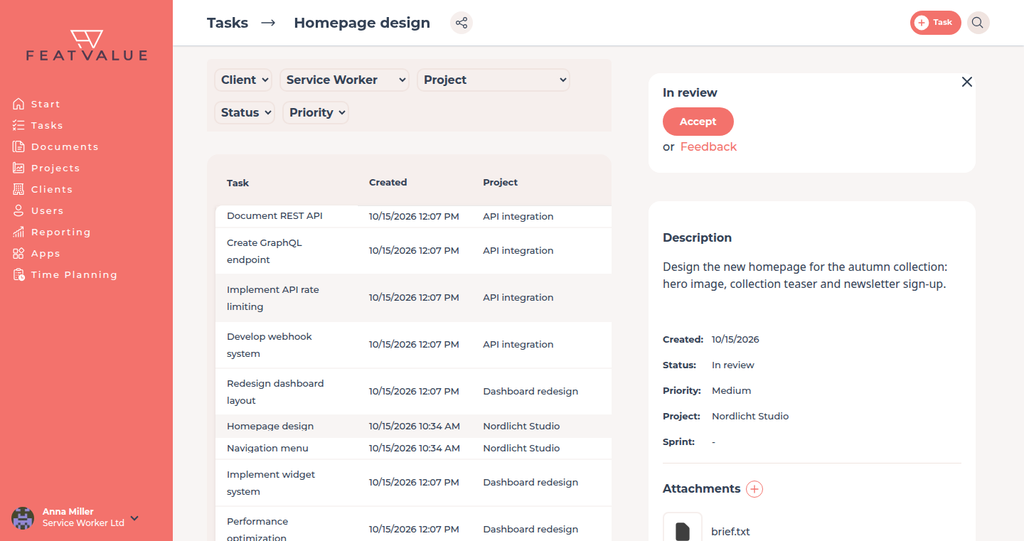 Client approval via the FeatValue workflow – Redmine
