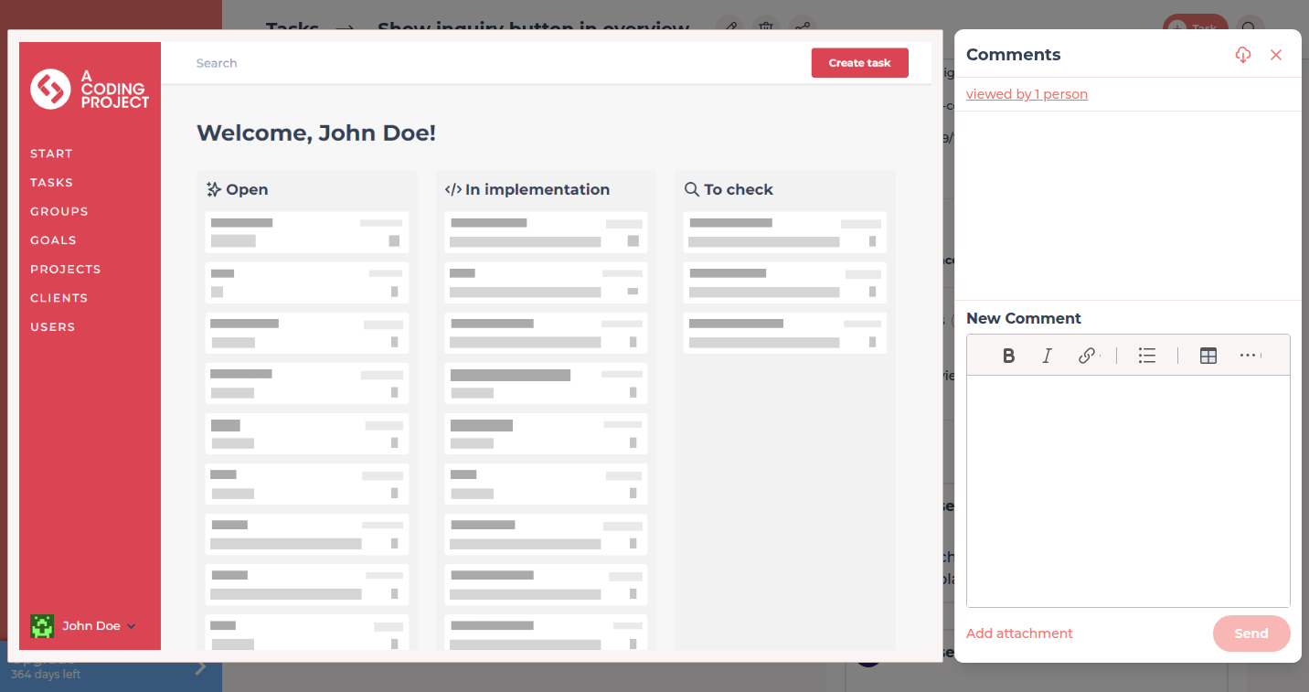 Uploaded image on a task with markup and comments