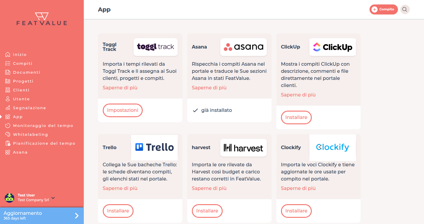 Catalogo App con strumenti di Monitoraggio del tempo e di project management