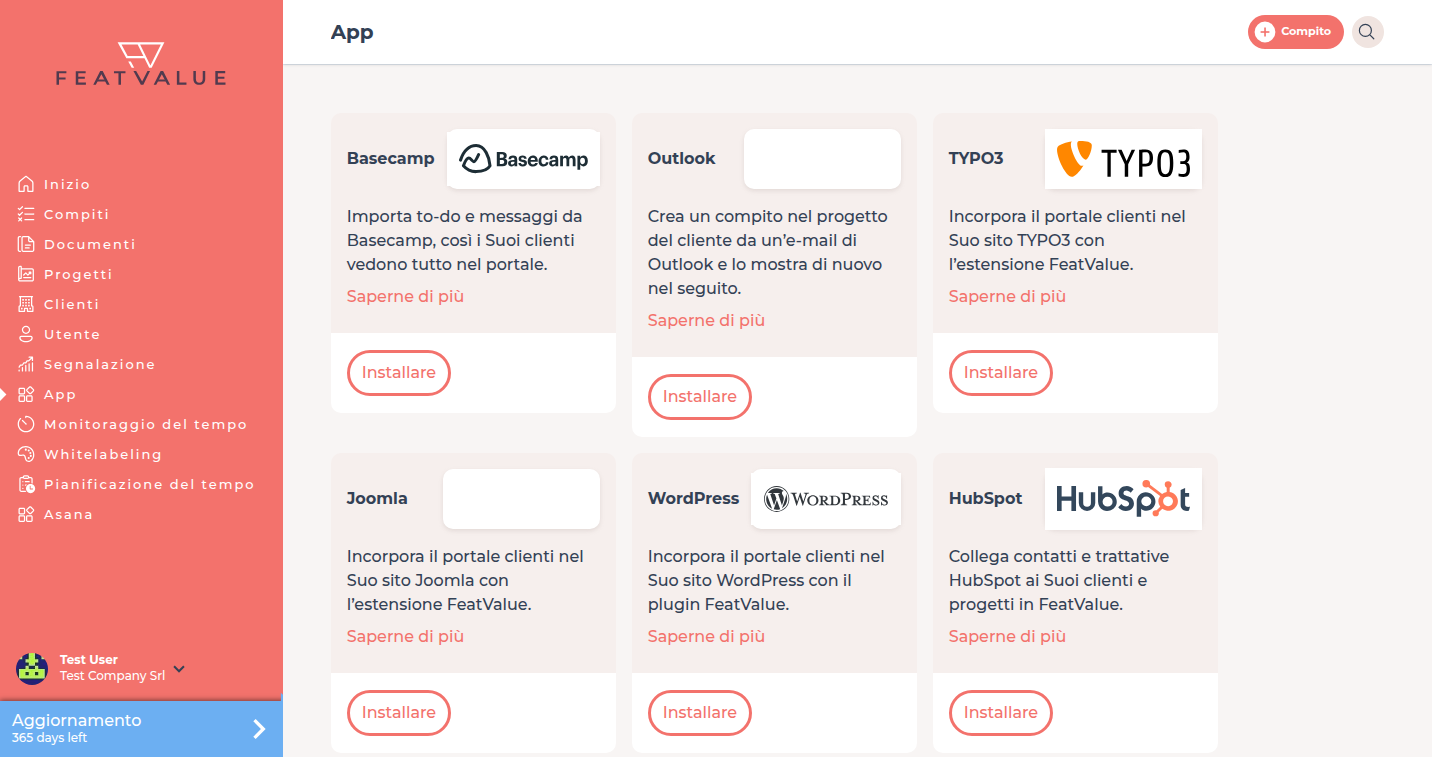 Catalogo delle app con Toggl Track, Harvest e Clockify accanto a strumenti di gestione progetti