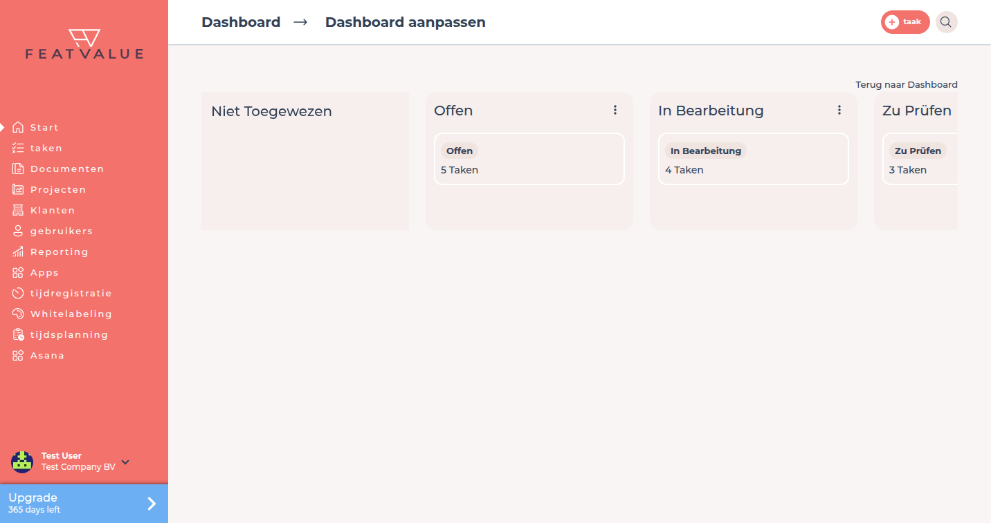 Dialoog Aanpassen op het dashboard met kiesbare Werkstroom-kolommen