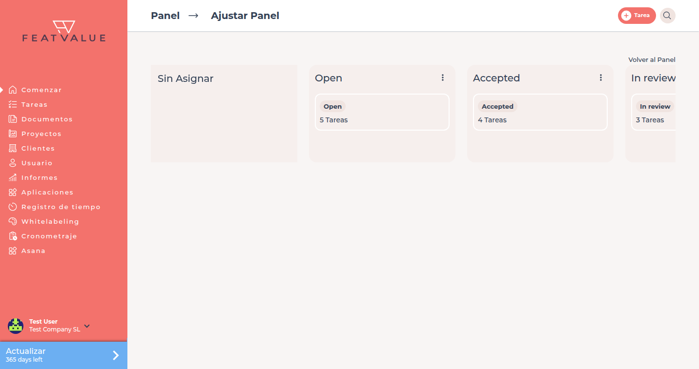 Diálogo Adaptar en el dashboard con columnas de Flujo de trabajo seleccionables
