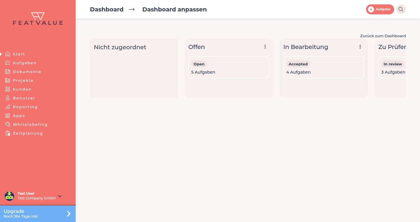 Dialog Anpassen auf dem Dashboard mit wählbaren Workflow-Spalten