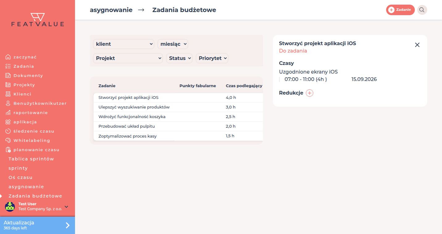 Zadania budżetowe z otwartym zadaniem i obszarem Redukcje