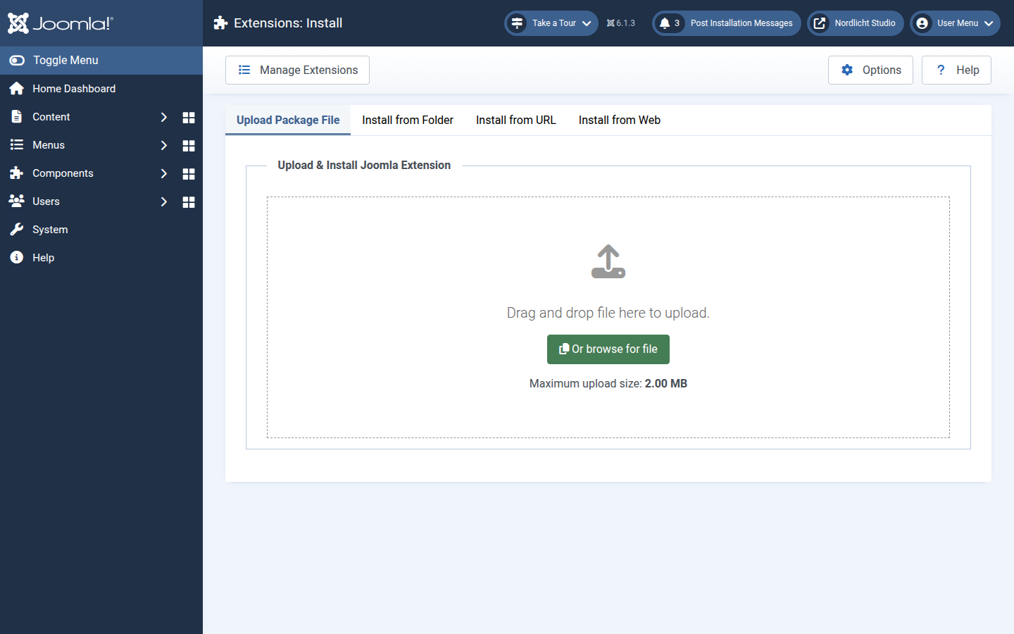 Install FeatValue from a Joomla package