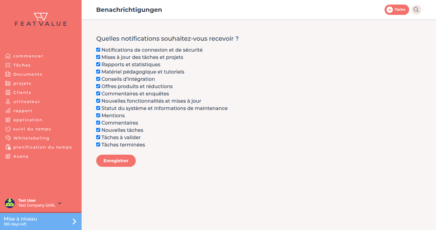 Page Benachrichtigungen avec la question de quels groupes vous souhaitez recevoir