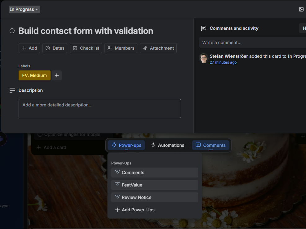 Le Power-Up FeatValue pour Trello