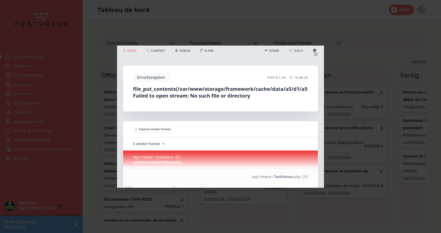 Popup de revue sur le tableau de bord après le déplacement d’une carte dans le Statut d’examen