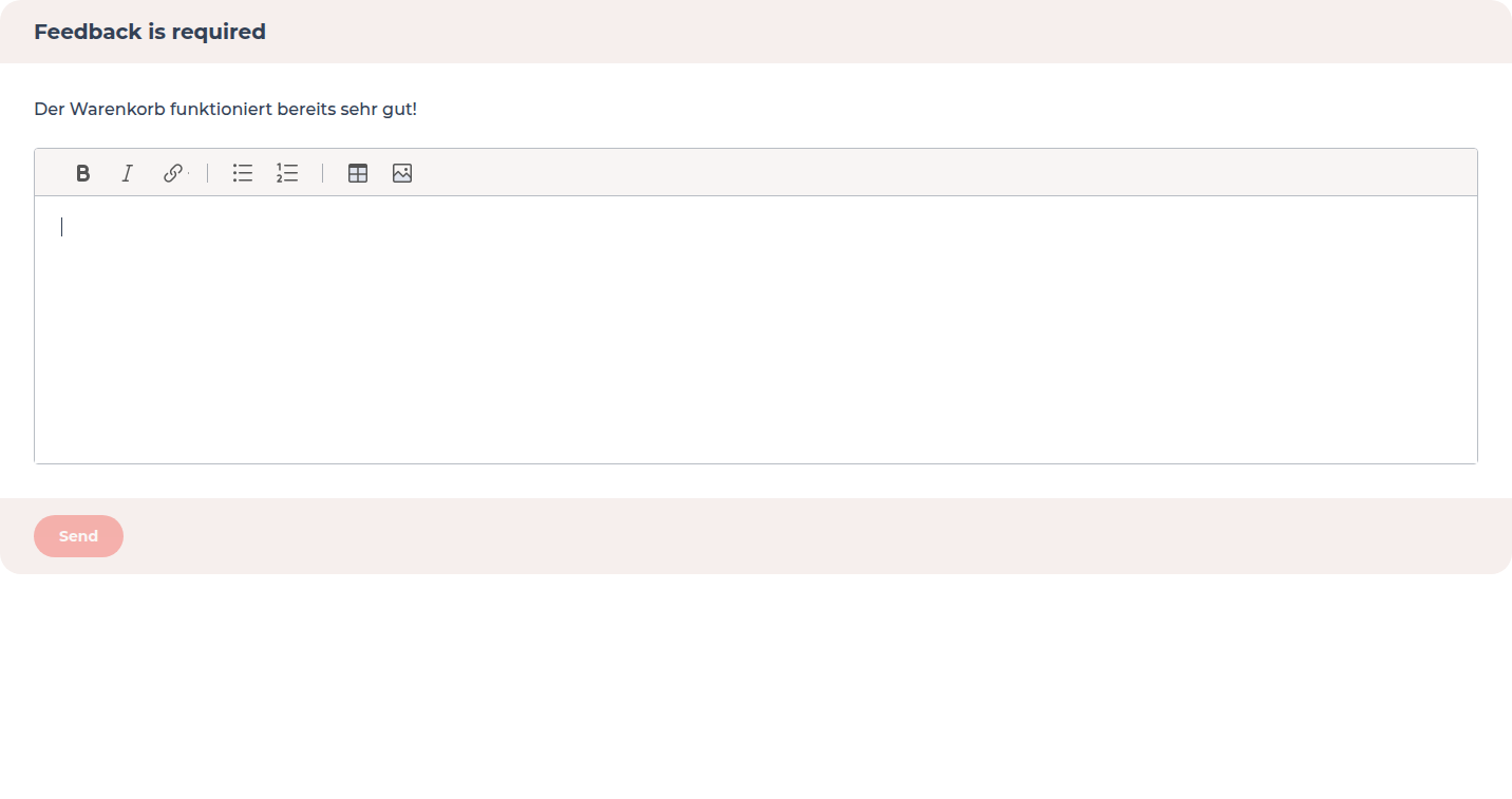 Feedback field when requesting a revision