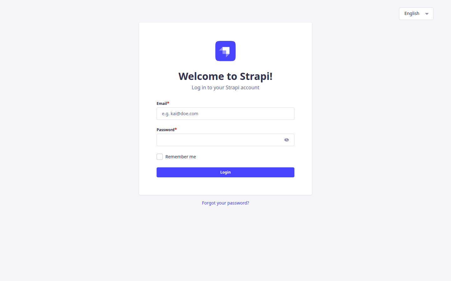 Ekran logowania w Strapi