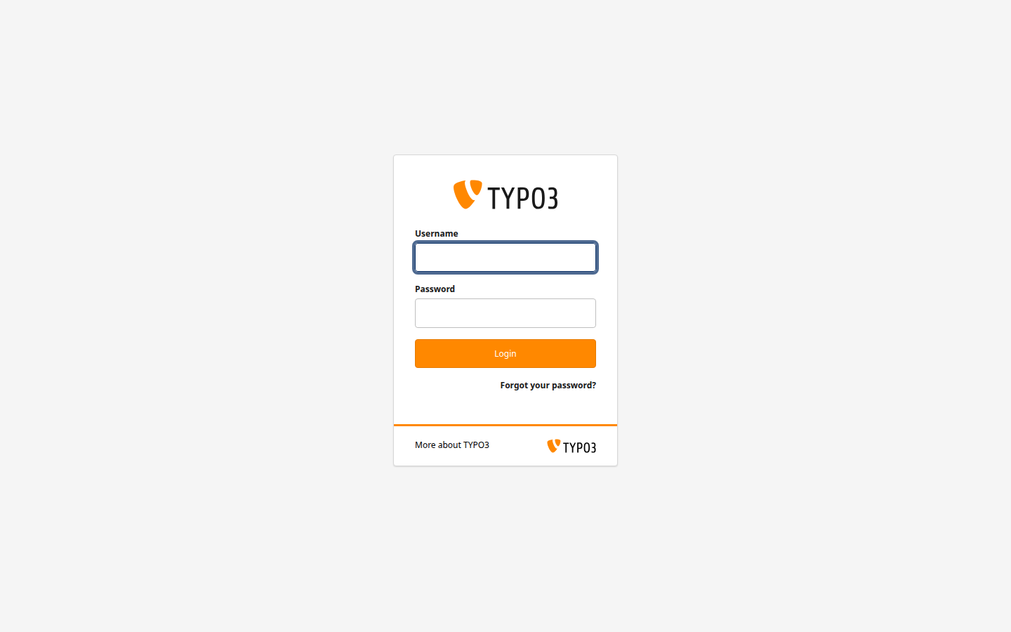 Sign-in screen in the TYPO3 backend