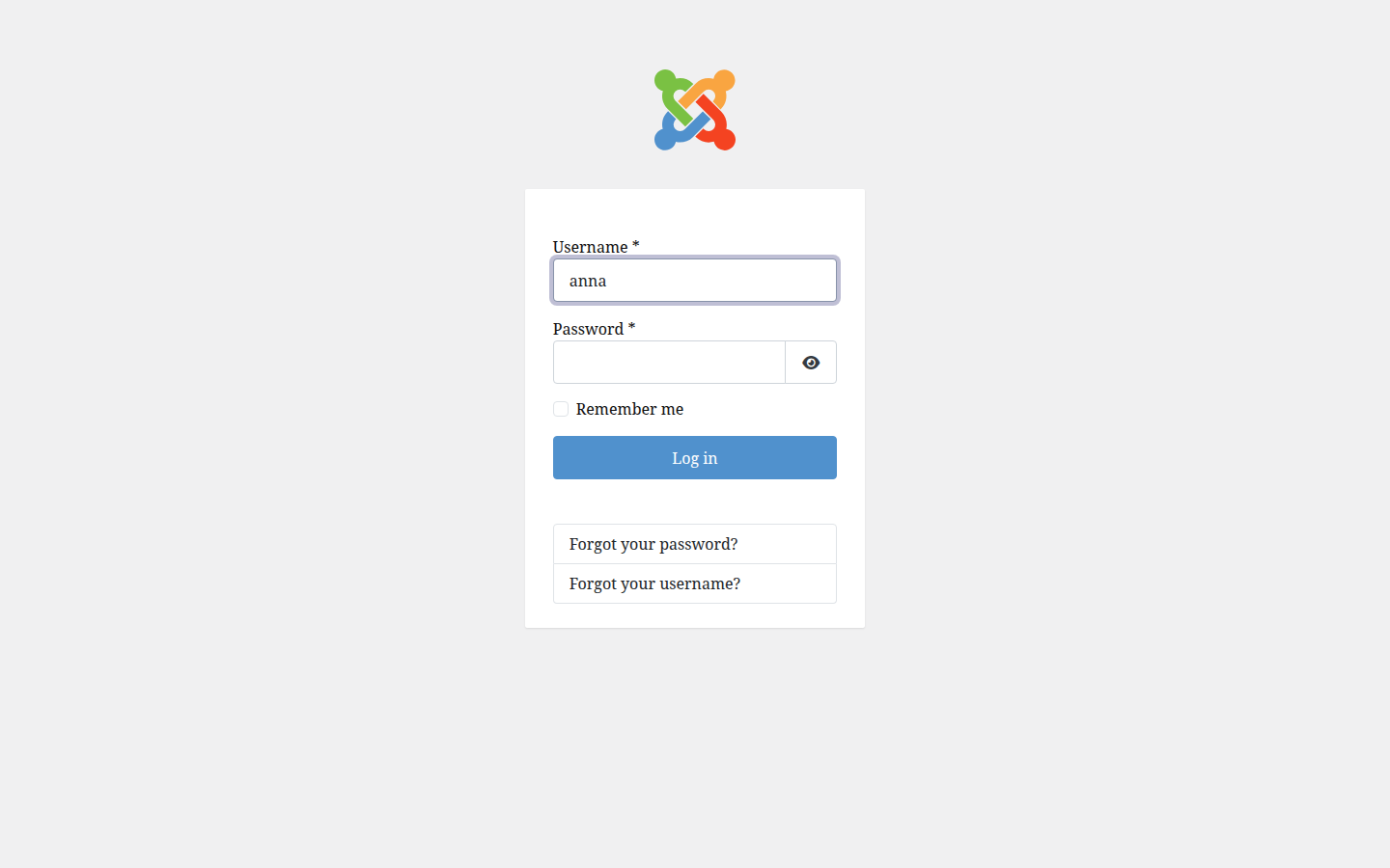 Joomla login for the client portal